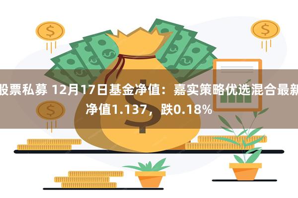 股票私募 12月17日基金净值：嘉实策略优选混合最新净值1.137，跌0.18%